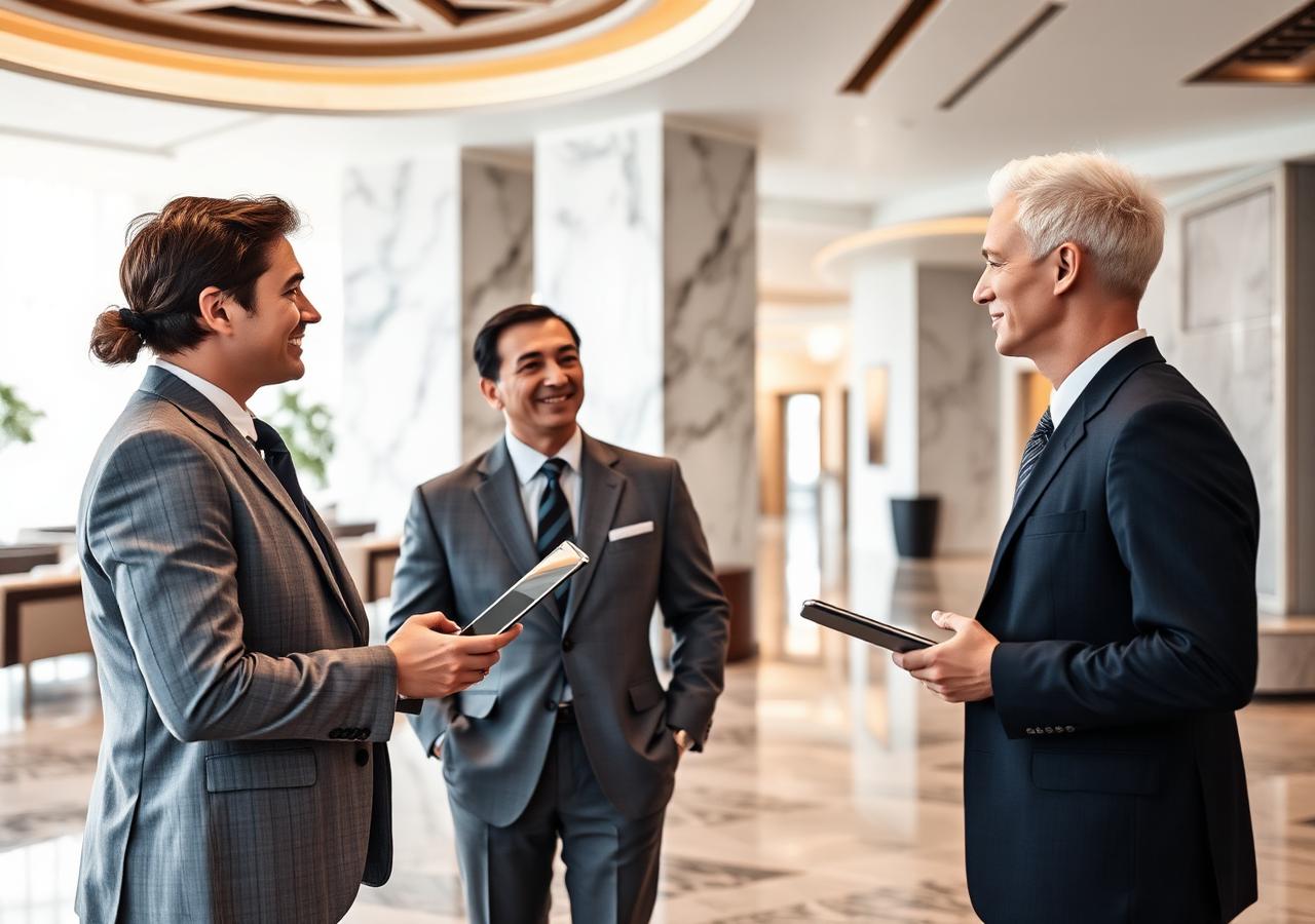 Averdeno medical concierge greeting a guest in a casino resort hotel lobby