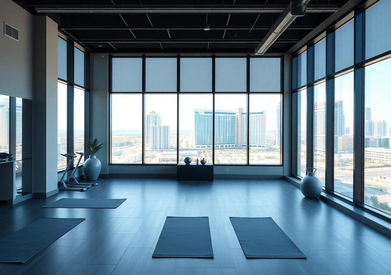 Executive wellness studio overlooking a casino resort